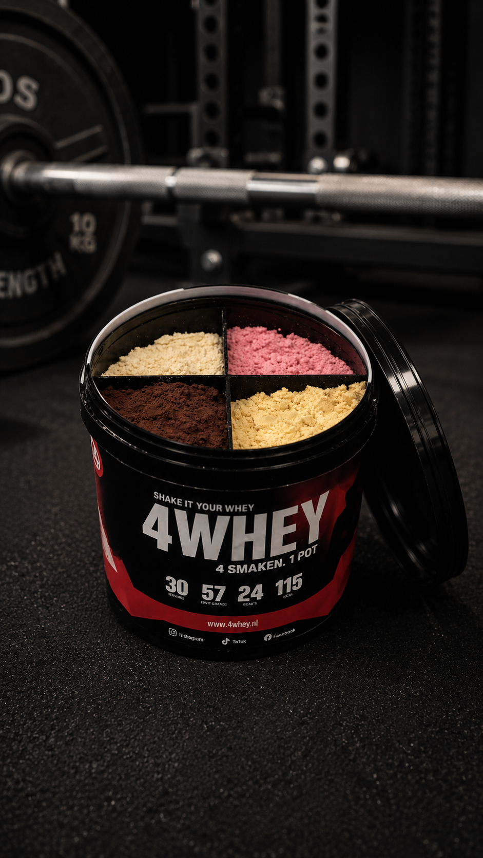 4 smaken whey proteine in 1 pot variatie fitness